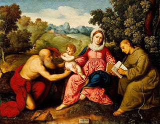 Virgin and Child with Saints Jerome and Francis - Paris Bordone — artwork view