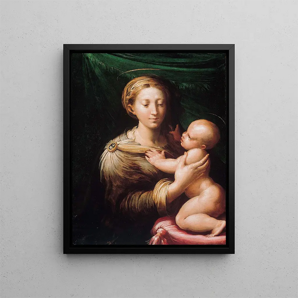 La Virgin and Child - Parmigianino — framed artwork on a wall