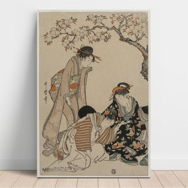 Reproduction of the painting Parody of an Imperial Carriage Scene - Kitagawa Utamaro