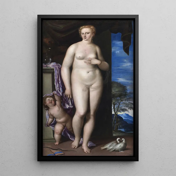 Venus and Cupid - Parrasio Micheli — framed artwork on a wall