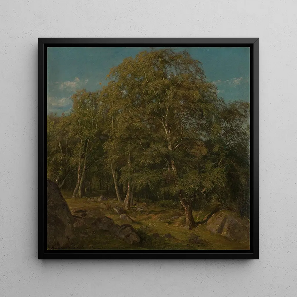 Partie de forêt Skogsfjord Mandal - Amaldus Nielsen — framed artwork on a wall