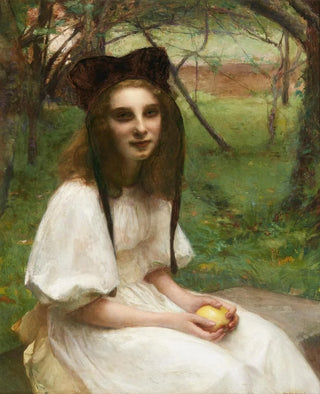 PascalAdolpheJean DagnanBouveret - A portrait of a girl in a white dress.webp