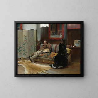 Bouderie in Gustave Courtois's workshop - Pascal-Adolphe-Jean Dagnan-Bouveret — framed artwork on a wall