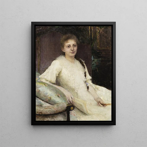 Portrait of a young woman - Pascal-Adolphe-Jean Dagnan-Bouveret — framed artwork on a wall