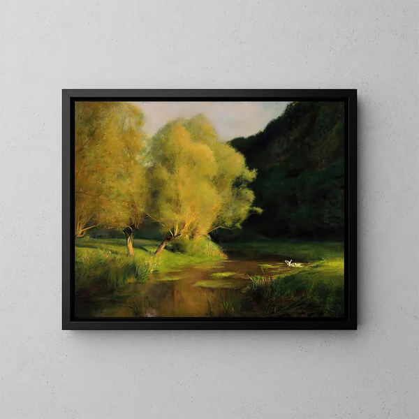 Willows by a Stream - Pascal-Adolphe-Jean Dagnan-Bouveret — framed artwork on a wall