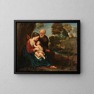 The Rest of the Holy Family - Pasquale Rossi — framed artwork on a wall
