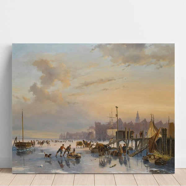 Reproduction of the painting of Skaters on the IJ, Amsterdam - Nicolaas Johannes Roosenboom