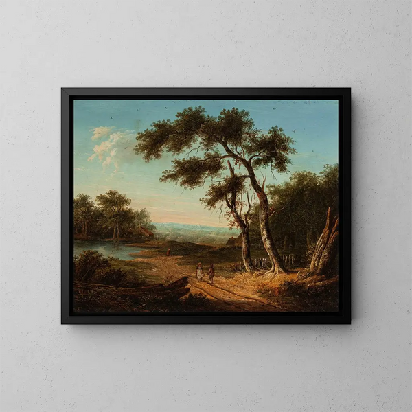 Figures sur une route de campagne ensoleillée - Patrick Nasmyth — framed artwork on a wall