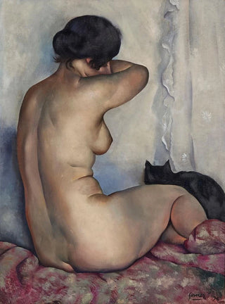 PaulElie Gernez - Nude from behind with black cat.webp