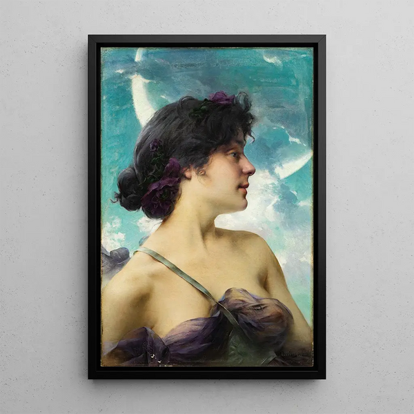 Portrait of a Lady as Diana also called A Beauty in Violet - Paul-François Quinsac — framed artwork on a wall
