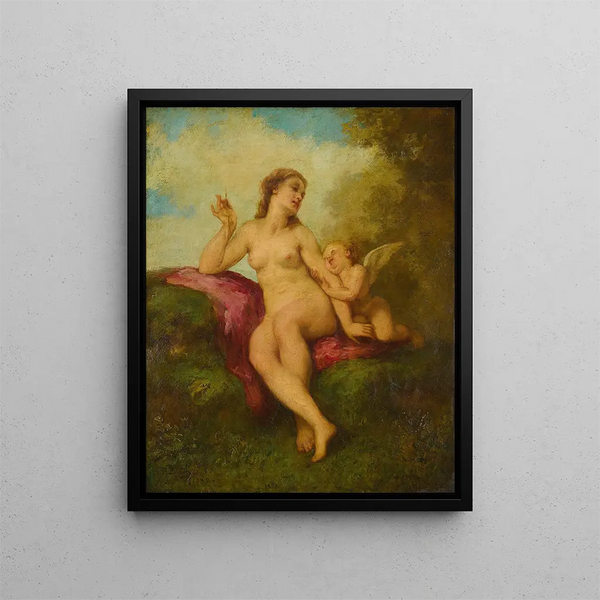 Venus and Cupid - Paul-Jacques-Aimé Baudry — framed artwork on a wall