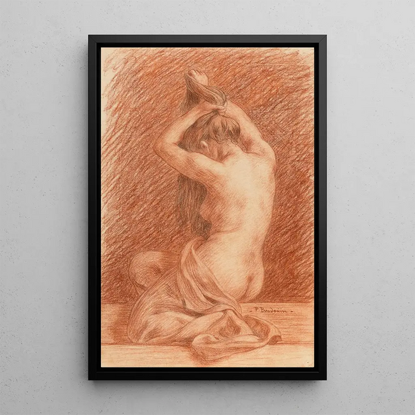a feminine figure styling her hair - Paul Albert Baudouin — framed artwork on a wall