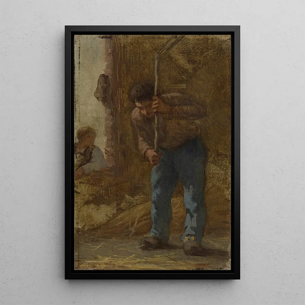Histoire du blé Le Battage - Paul Albert Baudouin — framed artwork on a wall