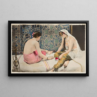 Joueuses d'osselets - Paul Alexandre Alfred Leroy — framed artwork on a wall