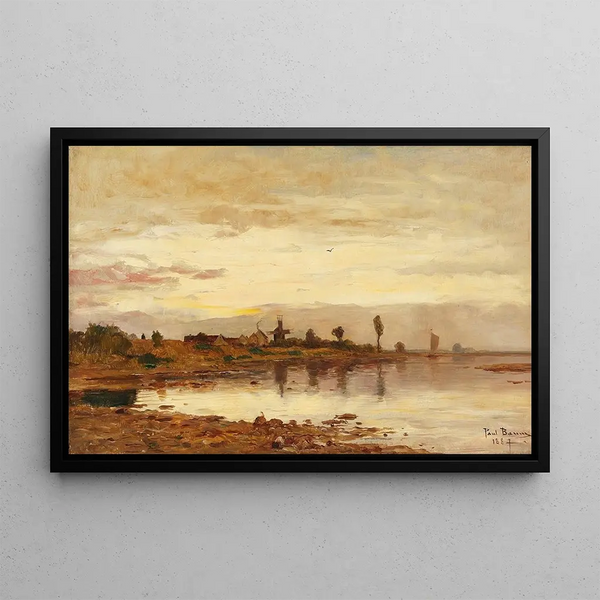 Dutch canal landscape - Paul Baum — framed artwork on a wall