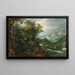 Mountainous Landscape Painting with a Hermit - Paul Bril — framed artwork on a wall