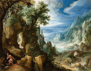 Mountainous landscape painting with Saint Jerome - Paul Bril — artwork view