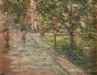 Street scene in the rain - Paul Cornoyer — artwork view