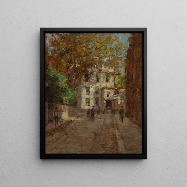The Village of New York - Paul Cornoyer — framed artwork on a wall