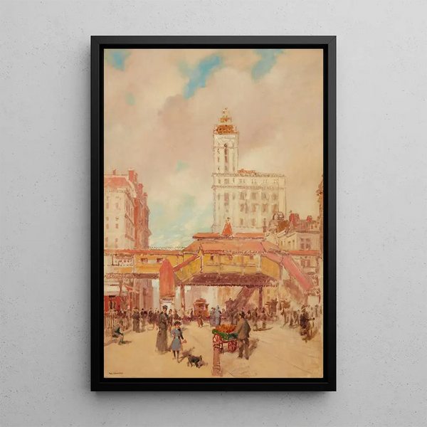 Third Avenue New York - Paul Cornoyer — framed artwork on a wall