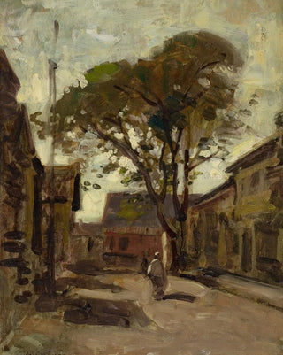 Paul Cornoyer - View of a Town Square with a Man.webp