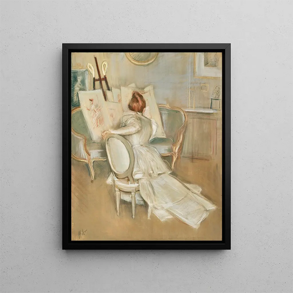 La Connaisseuse - Paul César Helleu — framed artwork on a wall