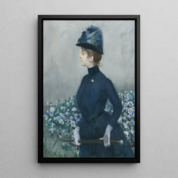 The Woman with Flowers - Paul César Helleu — framed artwork on a wall
