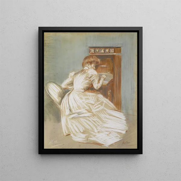 Madame Helleu, her secretary - Paul César Helleu — framed artwork on a wall