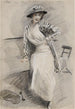 Madame Paris sitting on a bench - Paul César Helleu — artwork view