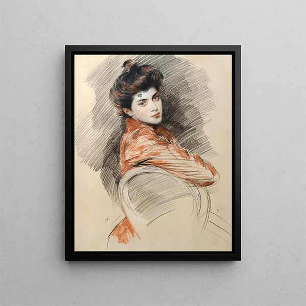 Portrait of Elisabeth Van Beema - Paul César Helleu — framed artwork on a wall