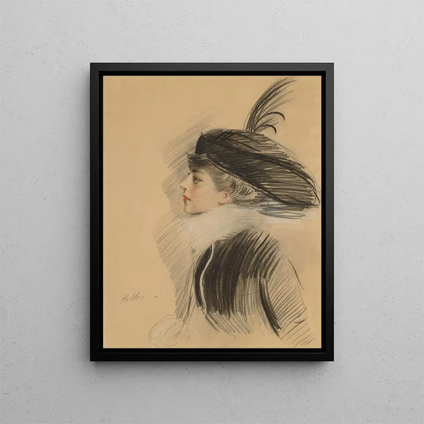 Portrait Painting of Belle da Costa Greene - Paul César Helleu — framed artwork on a wall