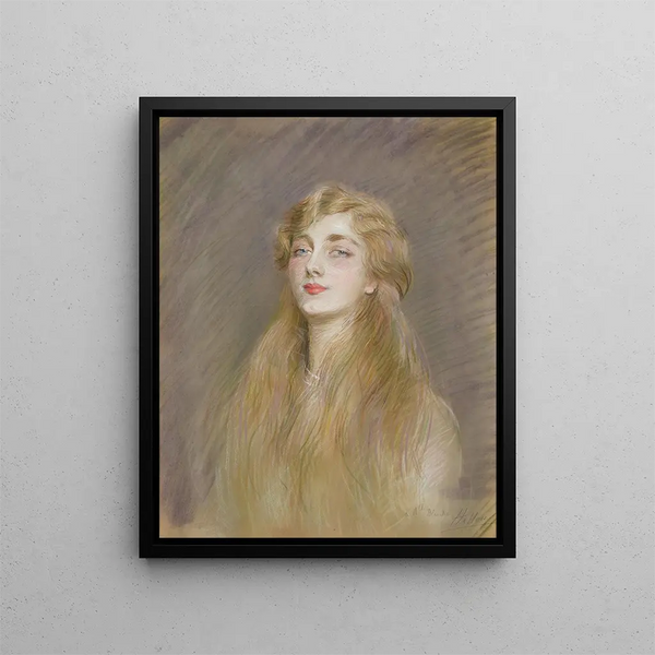 Portrait of Mlle Blanche de Pas - Paul César Helleu — framed artwork on a wall