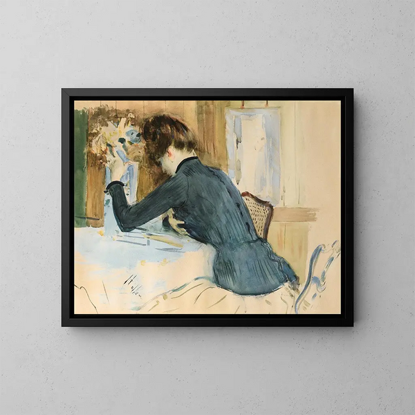Portrait of a young girl in profile - Paul César Helleu — framed artwork on a wall