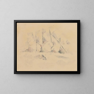 Trees among Rocks - Paul Cézanne — framed artwork on a wall
