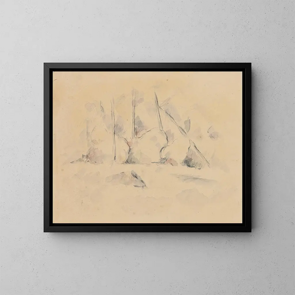 Trees among Rocks - Paul Cézanne — framed artwork on a wall