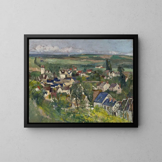 Panoramic view painting of Auvers - Paul Cézanne — framed artwork on a wall