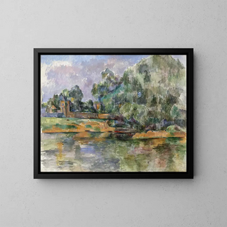 Bords de la Seine à Mantes - Paul Cézanne — framed artwork on a wall