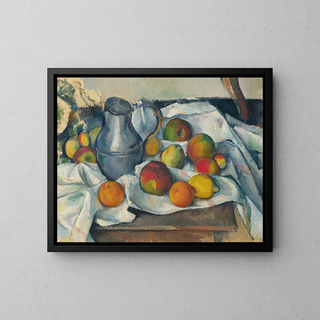 Kettle and Fruits - Paul Cézanne — framed artwork on a wall