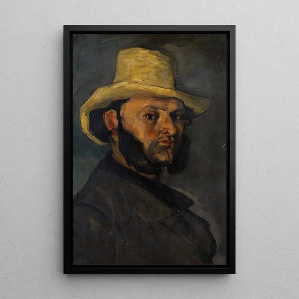 Gustave Boyer born in 1840 with a straw hat - Paul Cézanne — framed artwork on a wall