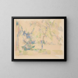 Lake at the Edge of a Forest - Paul Cézanne — framed artwork on a wall
