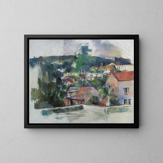 Landscape near Paris - Paul Cézanne — framed artwork on a wall