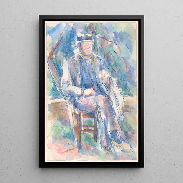 a Man wearing a straw hat - Paul Cézanne — framed artwork on a wall