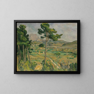 Mont Sainte-Victoire and the viaduct of the Arc river valley - Paul Cézanne — framed artwork on a wall