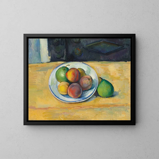 Peach and Pear Still Life - Paul Cézanne — framed artwork on a wall