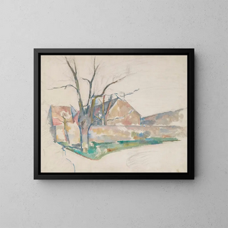 Winter Landscape Painting - Paul Cézanne — framed artwork on a wall