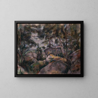 Rochers dans la forêt - Paul Cézanne — framed artwork on a wall