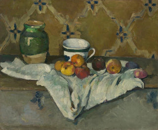 Still life with a pot, a cup, and apples - Paul Cézanne — artwork view