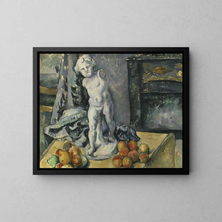 Still life with a plaster Cupid - Paul Cézanne — framed artwork on a wall