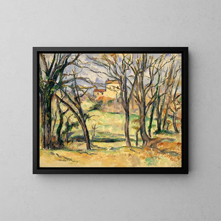 Trees and houses near Jas de Bouffan - Paul Cézanne — framed artwork on a wall