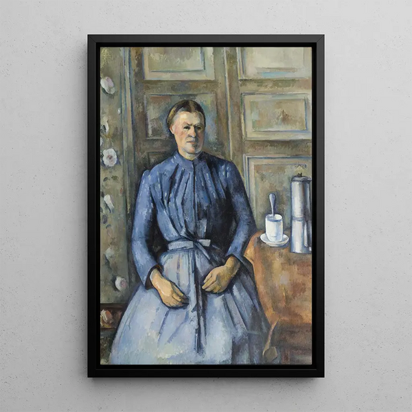 Woman with a Coffee Pot - Paul Cézanne — framed artwork on a wall